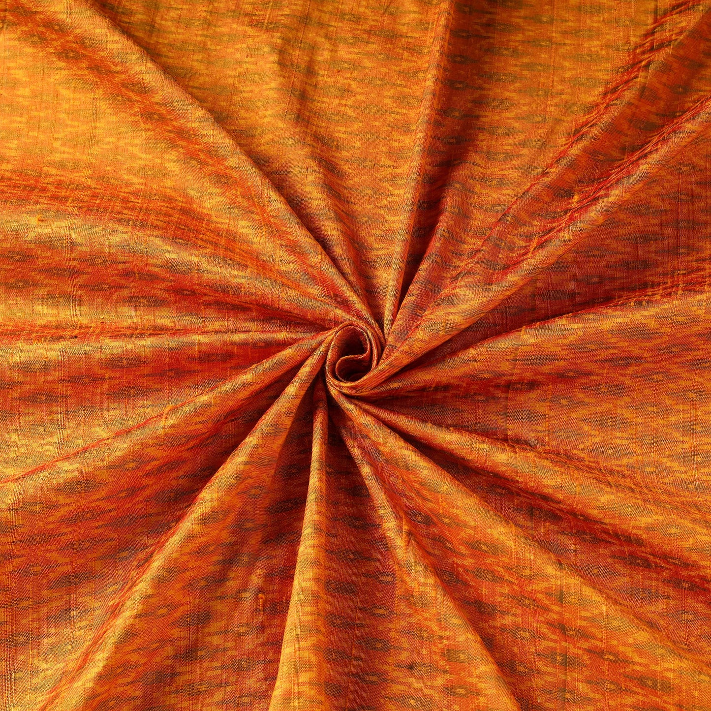 Orange - pure handloom raw silk pochampally ikat fabric 02