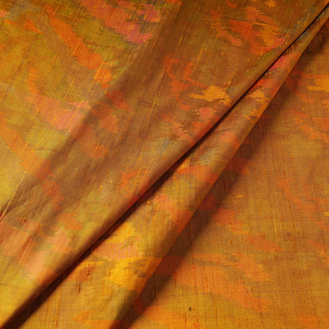 Orange - pure handloom raw silk pochampally ikat fabric 08