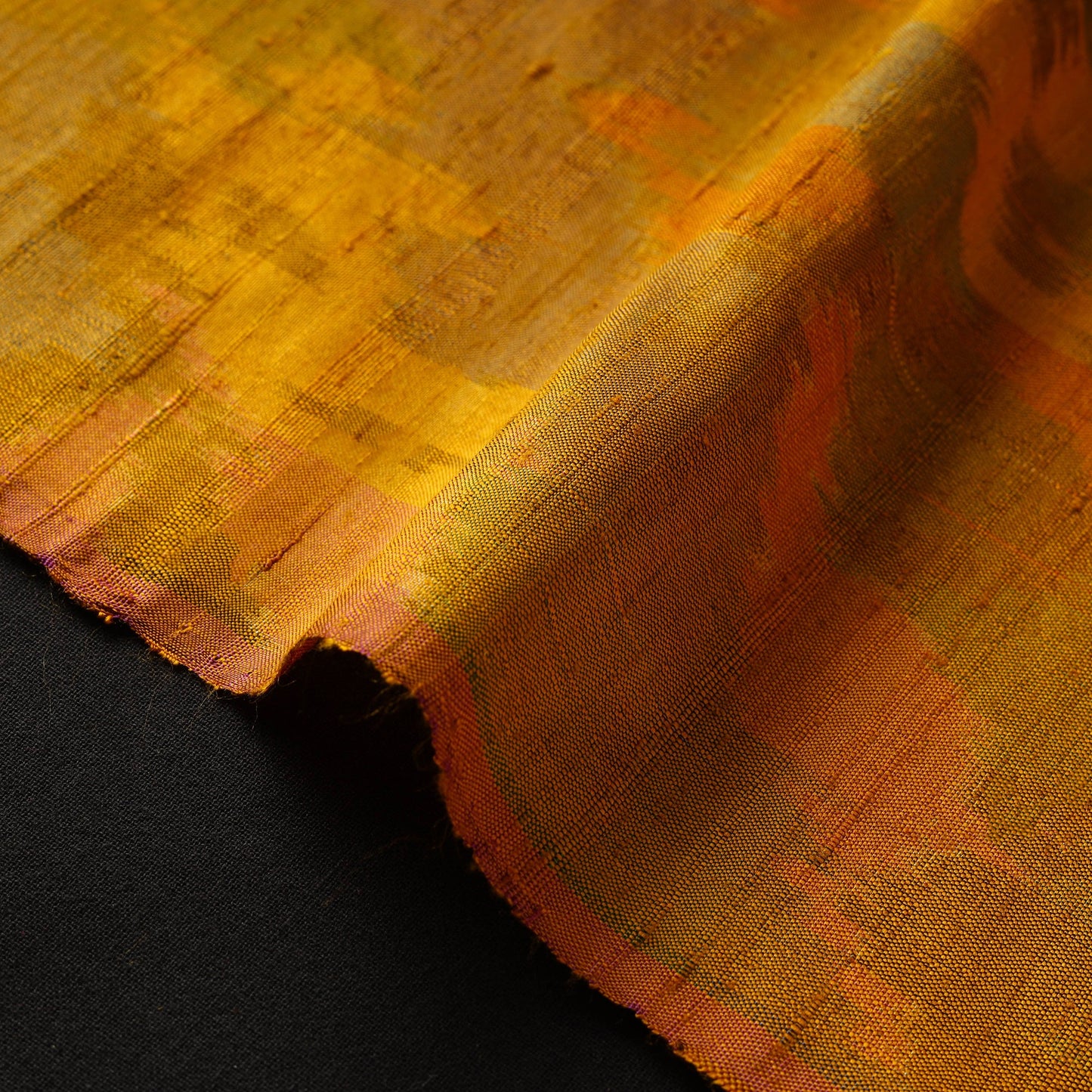 Orange - pure handloom raw silk pochampally ikat fabric 08