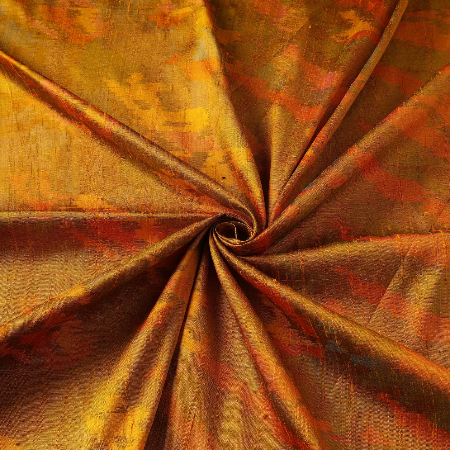 Orange - pure handloom raw silk pochampally ikat fabric 08