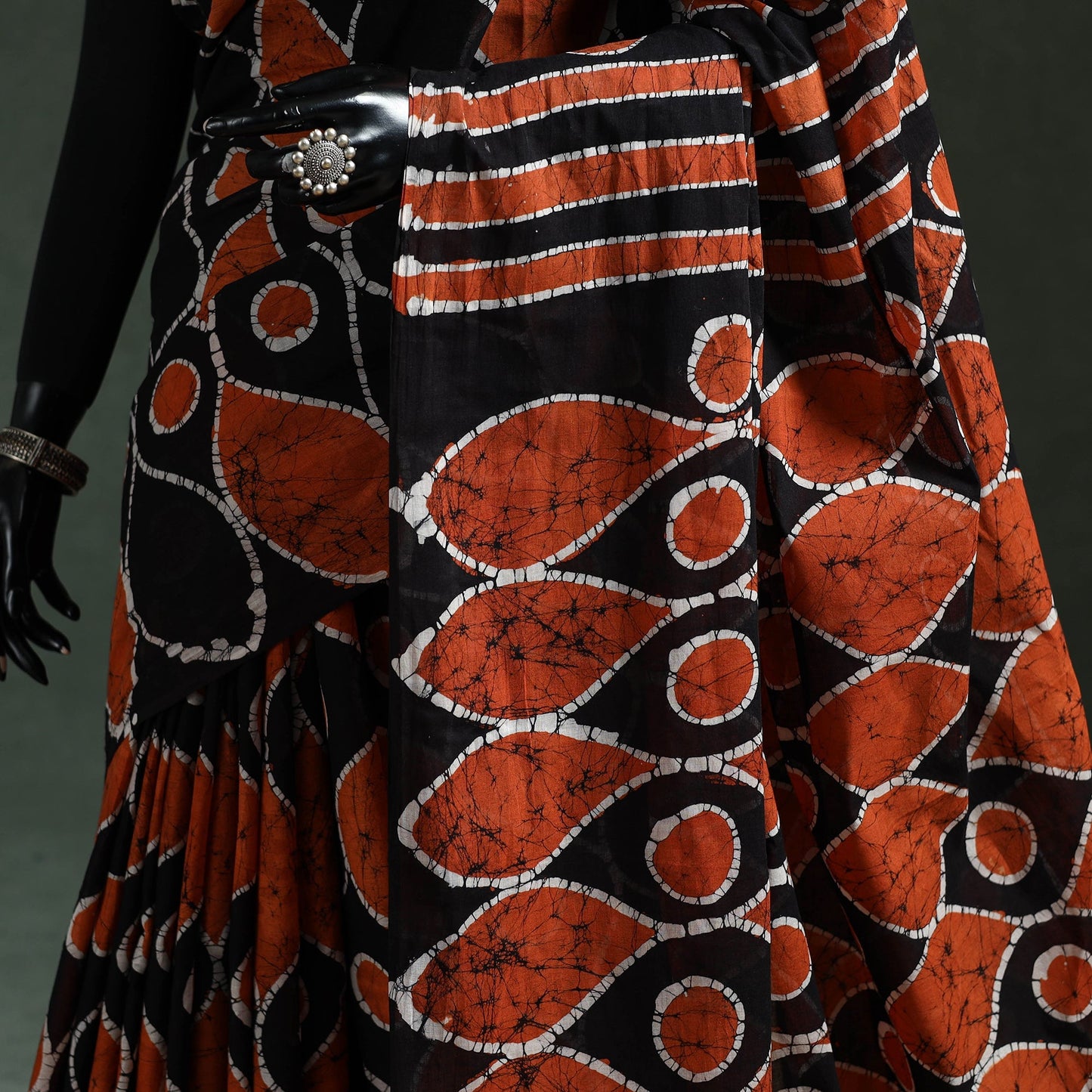 Pure mul cotton hand block batik print saree 07
