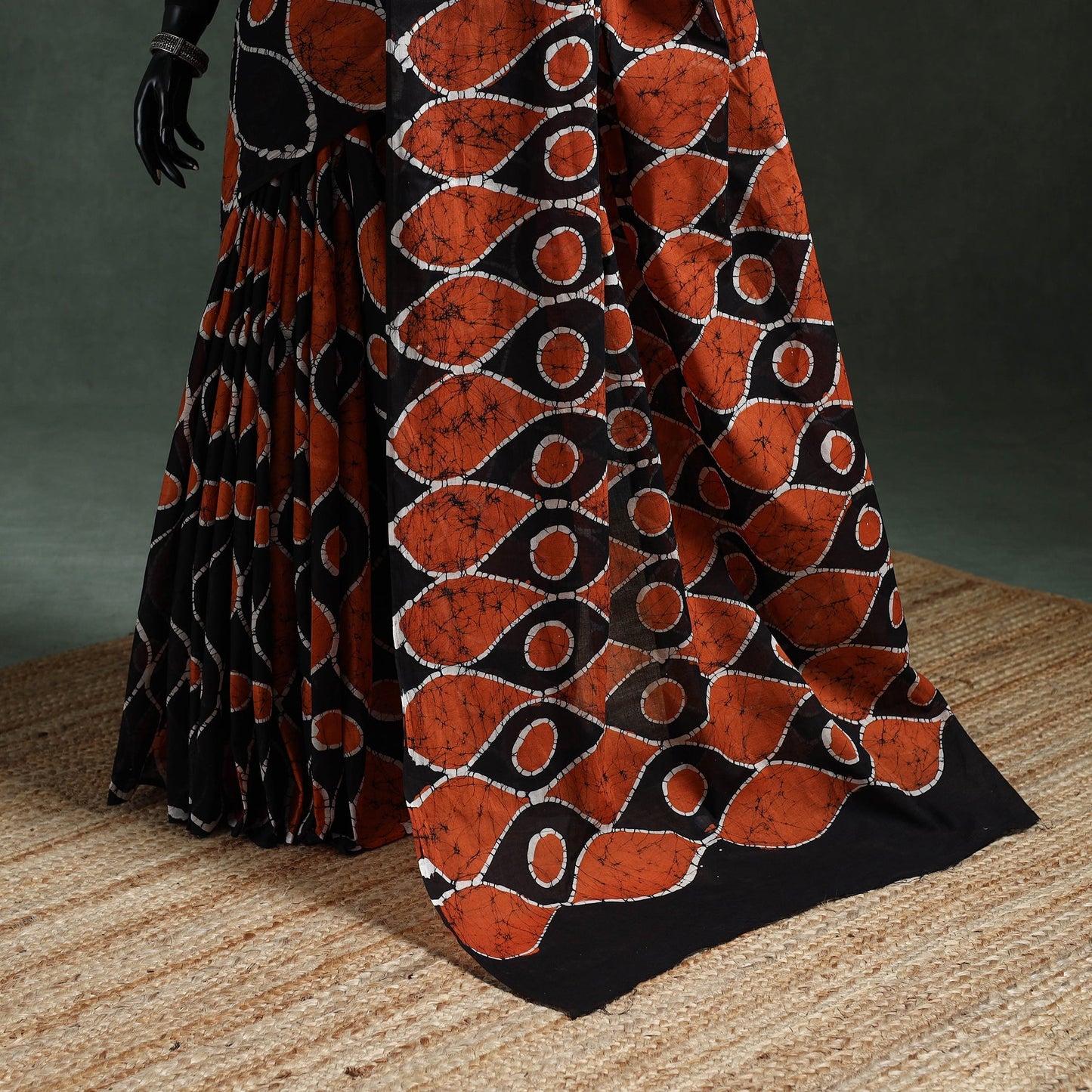Pure mul cotton hand block batik print saree 07