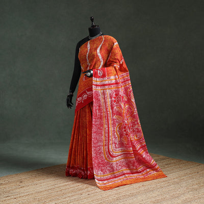 Pure mul cotton hand block batik print saree 08