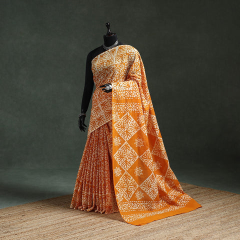 Pure mul cotton hand block batik print saree 76