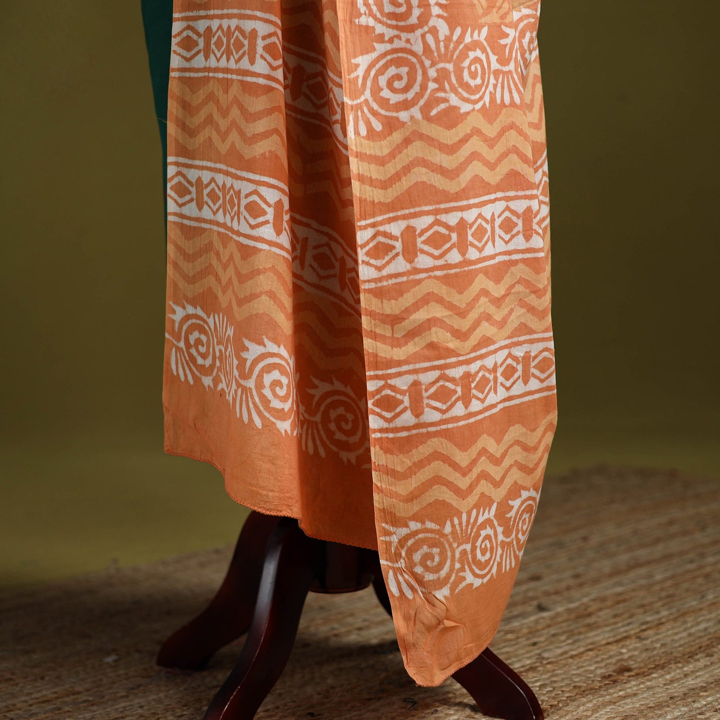 Orange - pure mul cotton hand dabu bagru dupatta 02