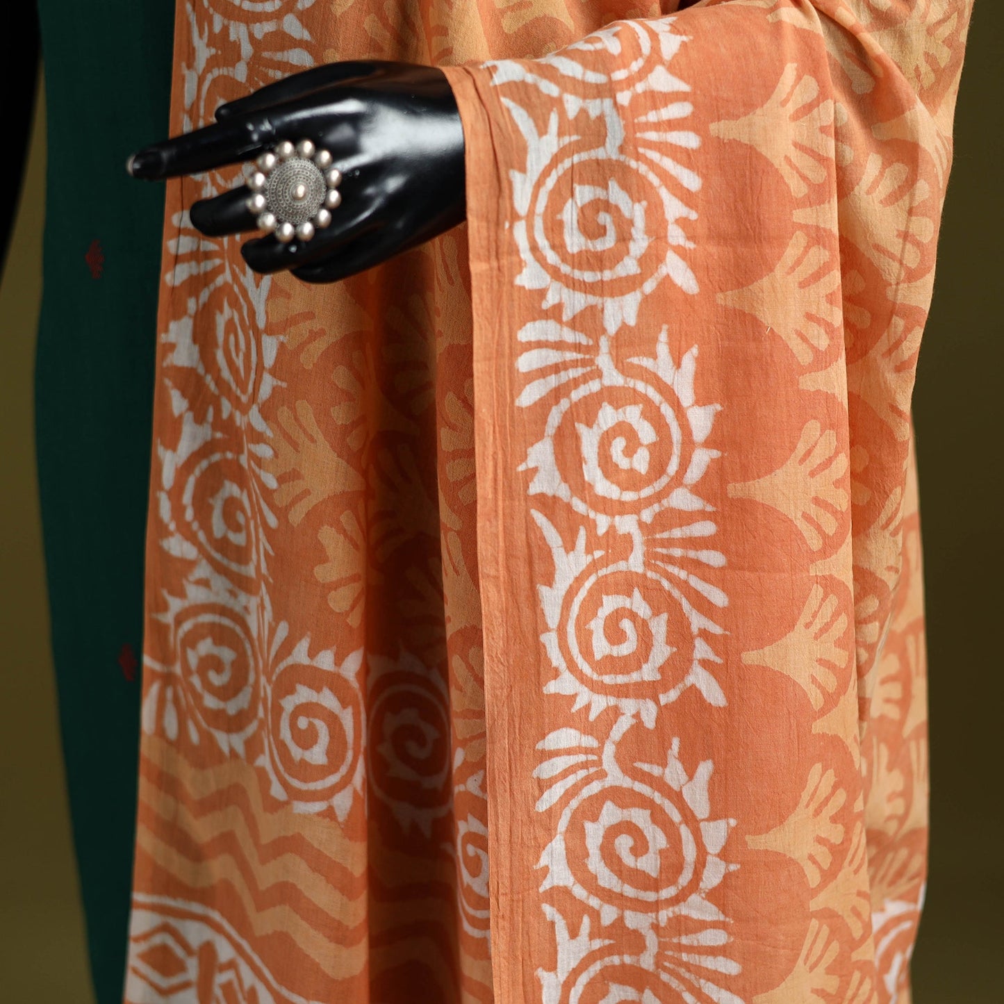 Orange - pure mul cotton hand dabu bagru dupatta 02