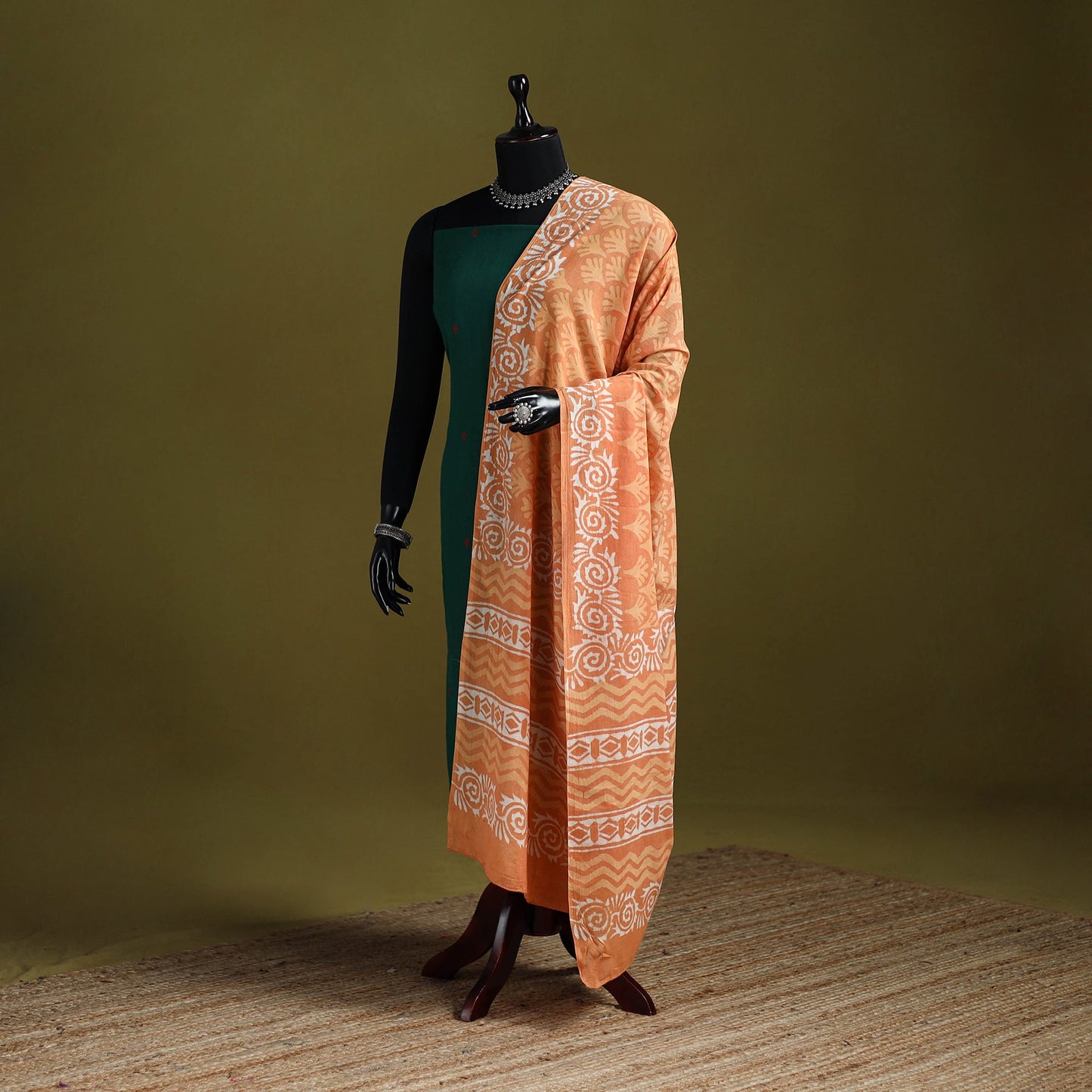 Orange - pure mul cotton hand dabu bagru dupatta 02