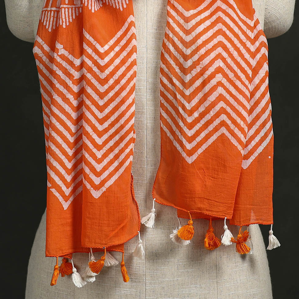 Pure mul cotton kutch hand block batik print stole