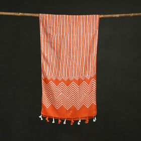 Pure mul cotton kutch hand block batik print stole