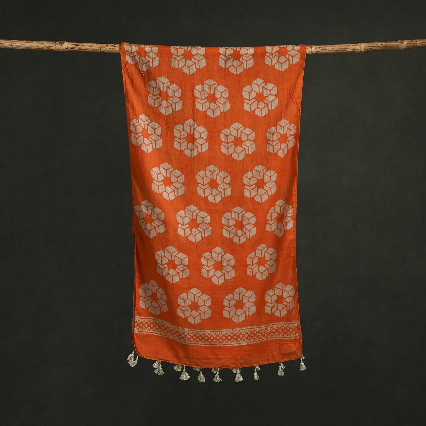 Pure mul cotton kutch hand block batik print stole