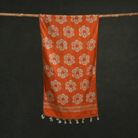 Pure mul cotton kutch hand block batik print stole