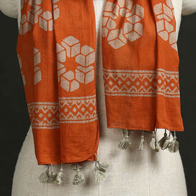Pure mul cotton kutch hand block batik print stole