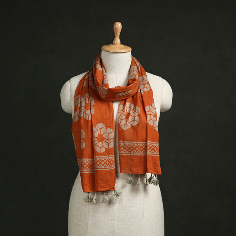 Pure mul cotton kutch hand block batik print stole