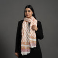 Orange - Pure Wool Block Print Sanganeri Stole 01