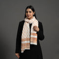 Orange - pure wool sanganeri stole 02 - handcrafted