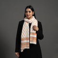 Orange - pure wool sanganeri stole 02 - handcrafted