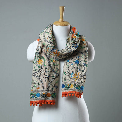 Orange Ranihati Chanderi Silk Embroidered Stole