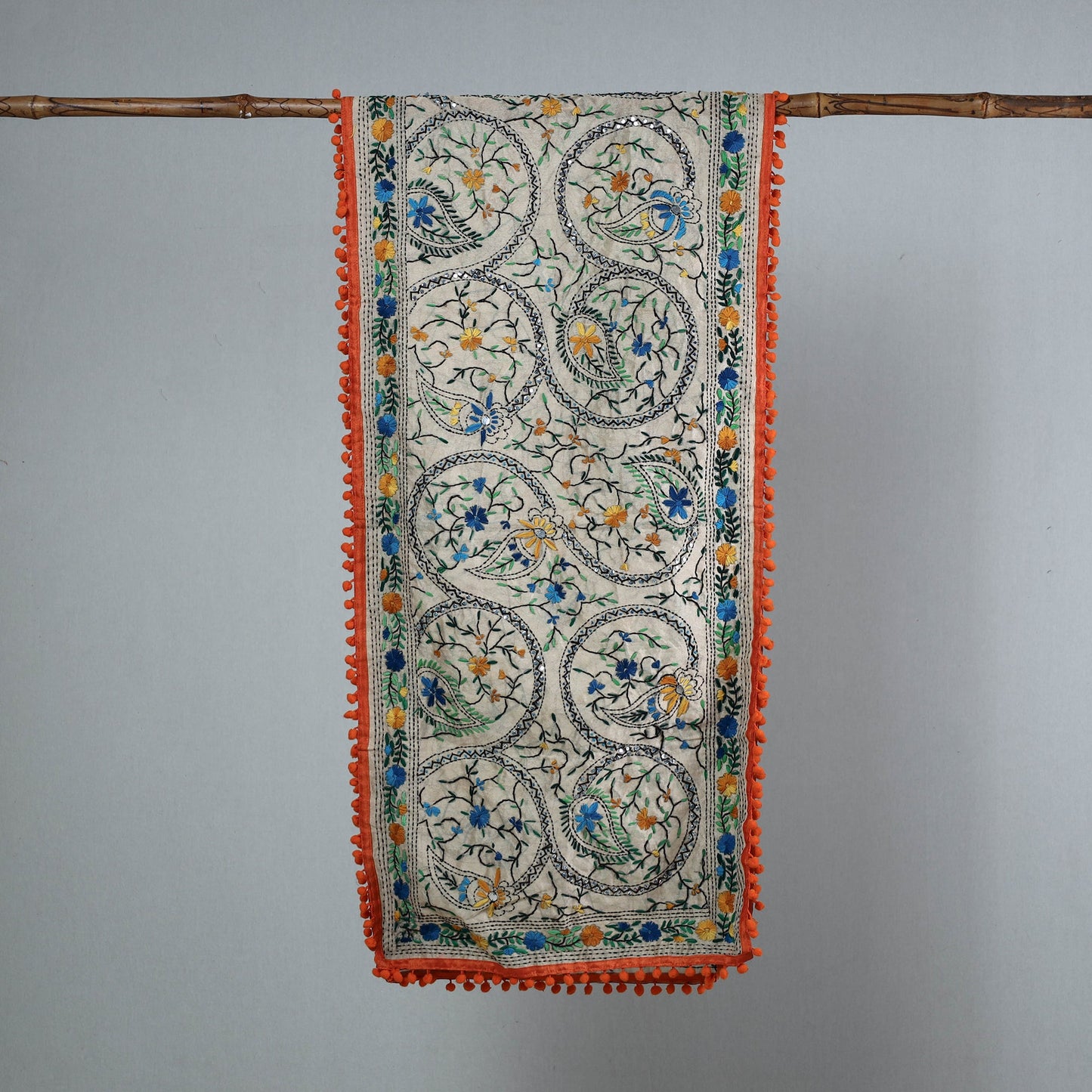 Orange Ranihati Chanderi Silk Embroidered Stole