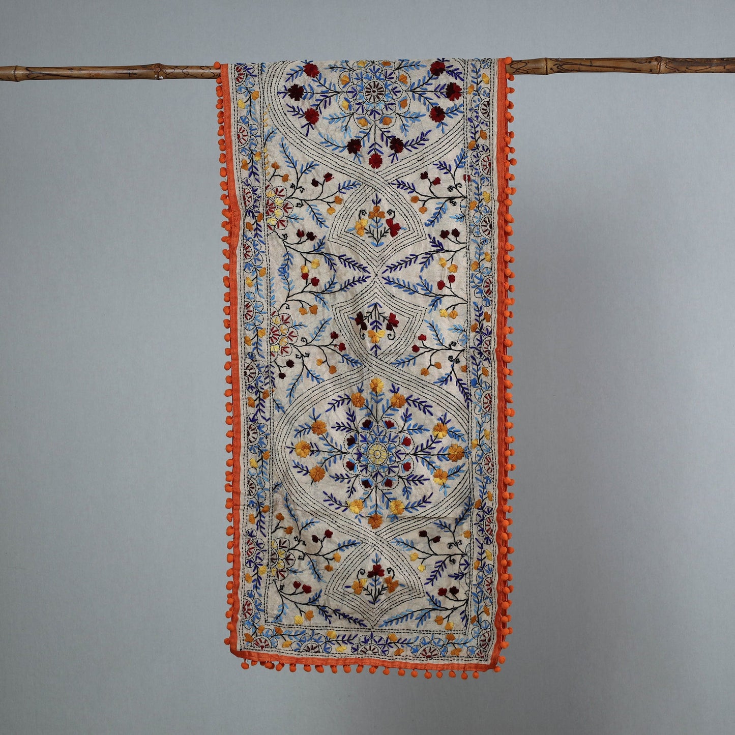 Orange Ranihati Chanderi Silk Embroidered Stole