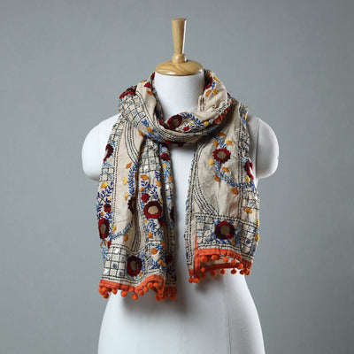 Orange Ranihati Chanderi Silk Embroidered Stole