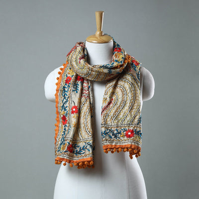 Orange Hand Embroidered Stole Online in India