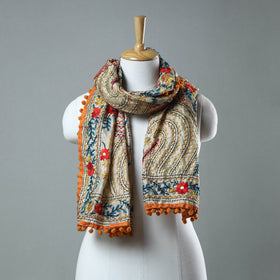 Orange Hand Embroidered Stole Online in India