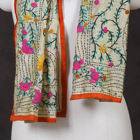 Orange - ranihati chanderi silk hand embroidered stole 27