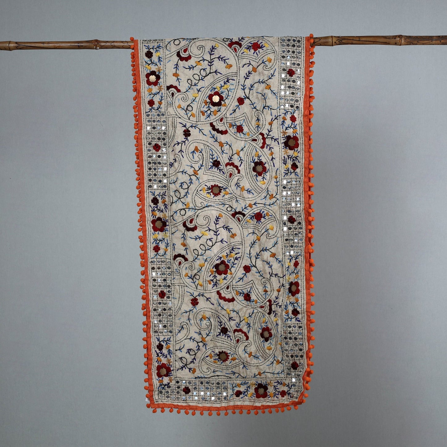Orange Ranihati Chanderi Silk Embroidered Stole