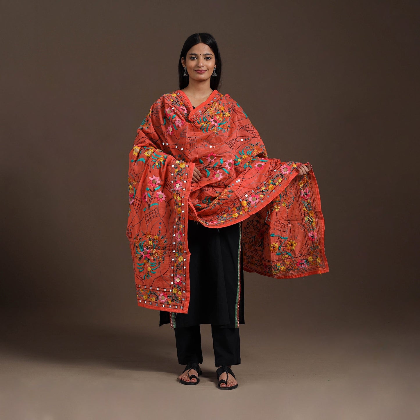  Ranihati Chanderi Silk Hand Embroidery Dupatta