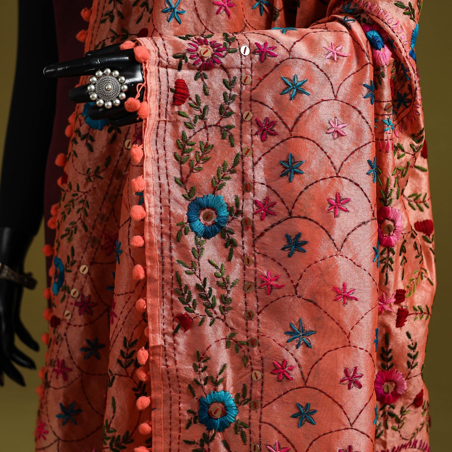 Ranihati chapa work chanderi silk hand embroidery dupatta