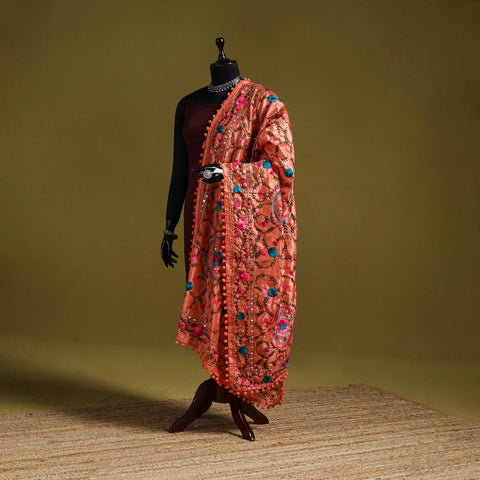 Ranihati chapa work chanderi silk hand embroidery dupatta