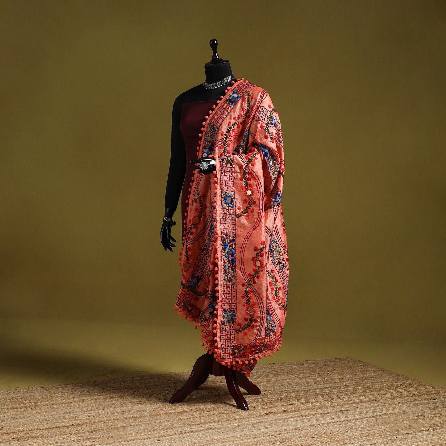 Ranihati chapa work chanderi silk hand embroidery dupatta