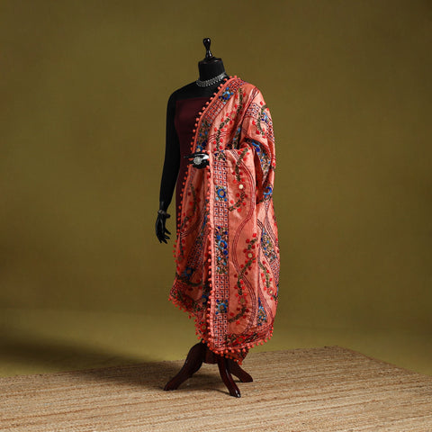 Ranihati chapa work chanderi silk hand embroidery dupatta