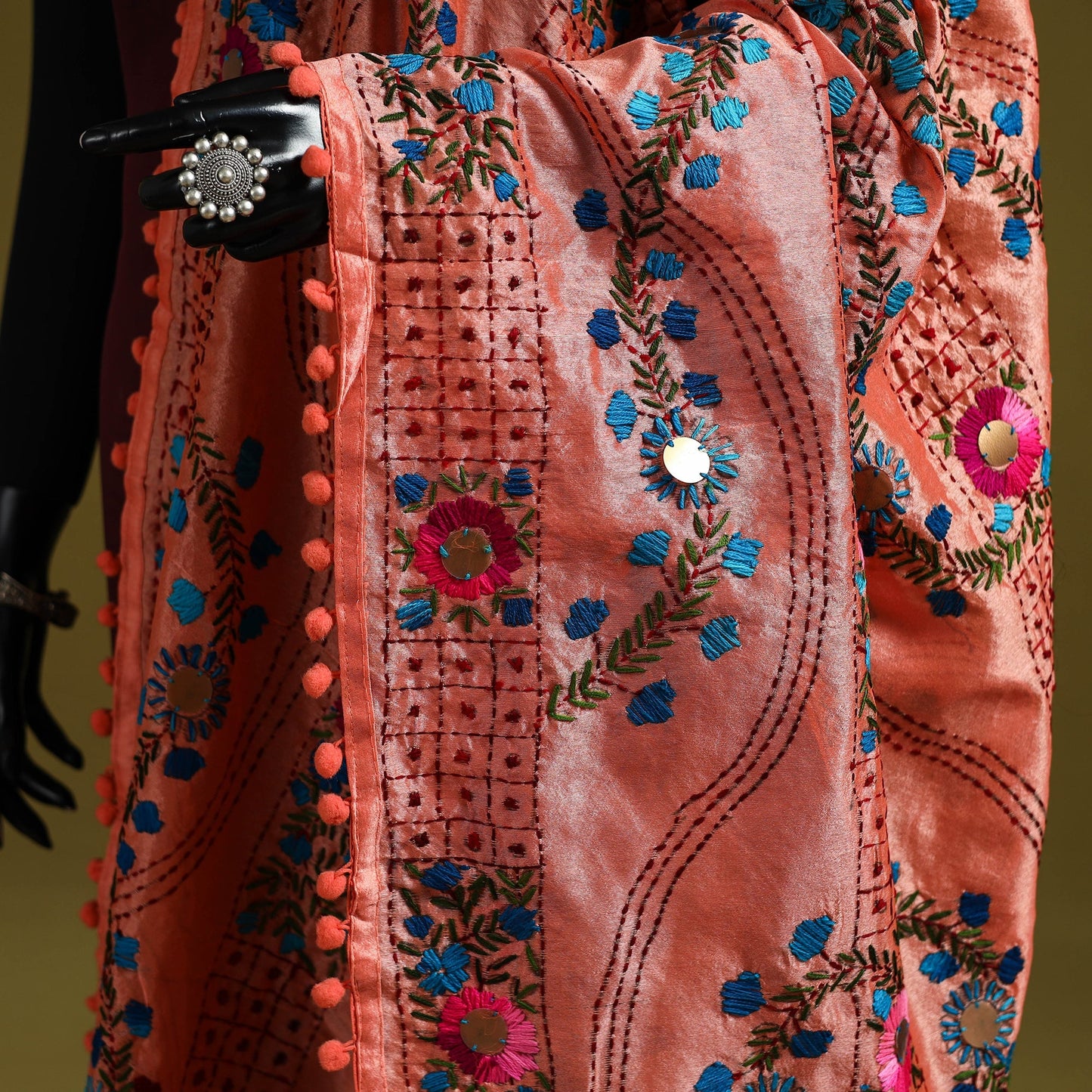 Ranihati chapa work chanderi silk hand embroidery dupatta