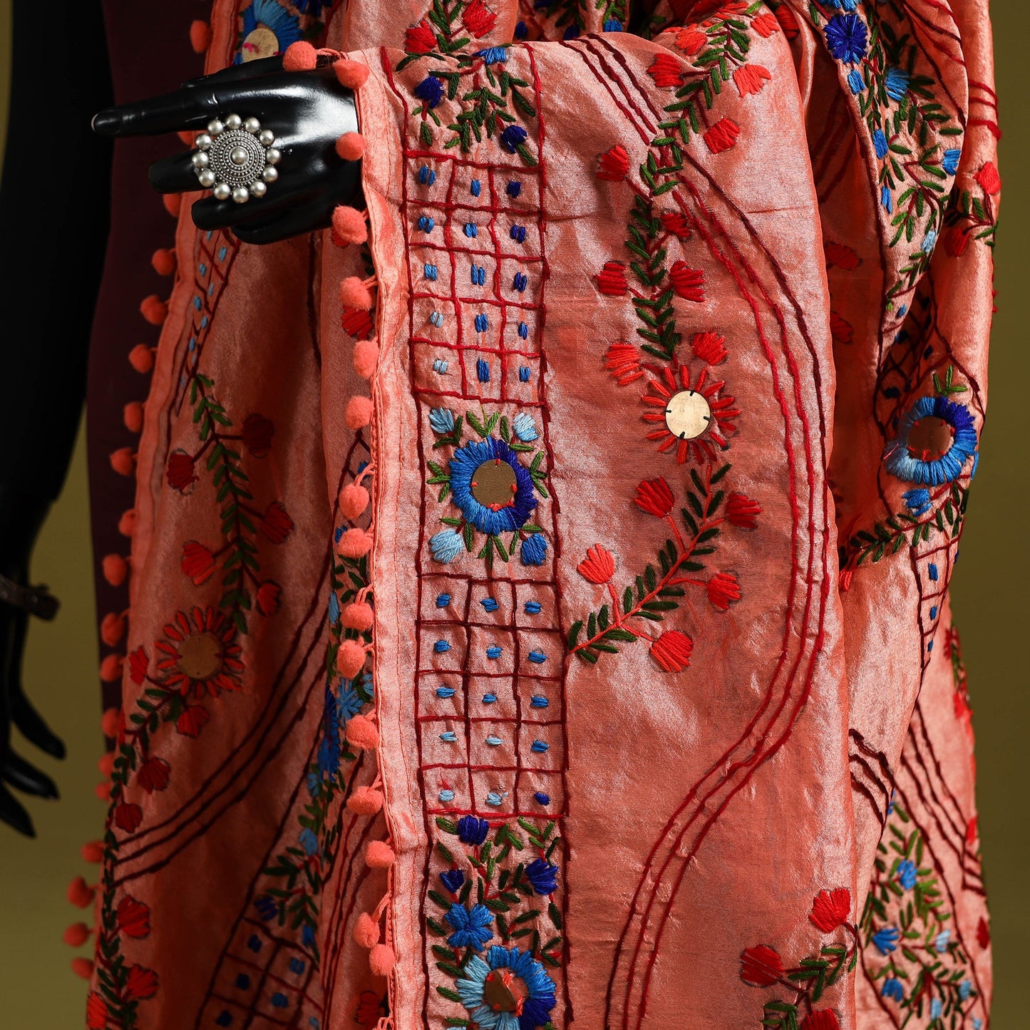 Ranihati chapa work chanderi silk hand embroidery dupatta