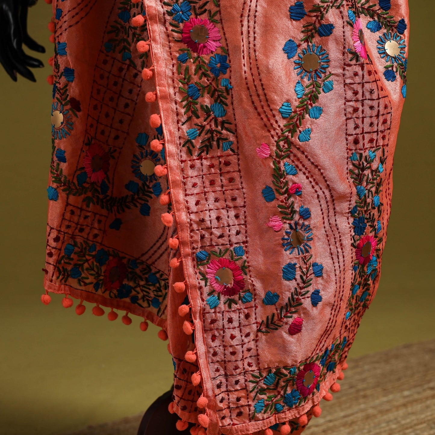 Ranihati chapa work chanderi silk hand embroidery dupatta