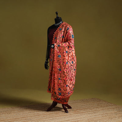 Ranihati chapa work chanderi silk hand embroidery dupatta