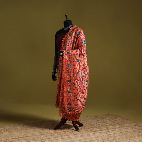 Ranihati chapa work chanderi silk hand embroidery dupatta