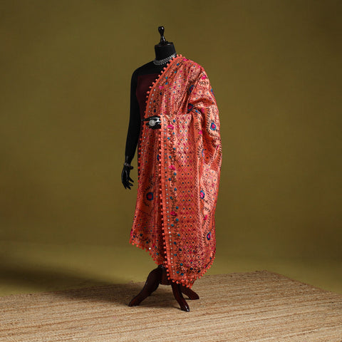 Ranihati chapa work chanderi silk hand embroidery dupatta