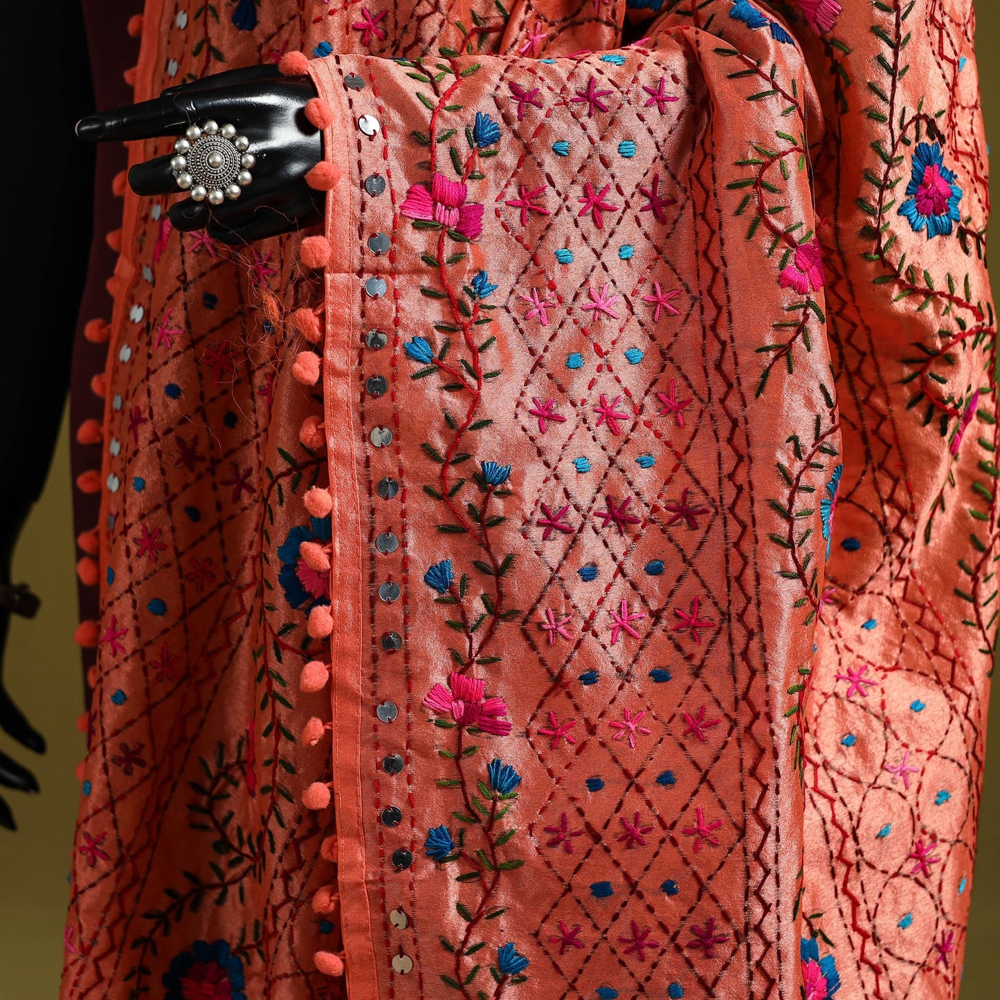 Ranihati chapa work chanderi silk hand embroidery dupatta