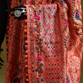 Ranihati chapa work chanderi silk hand embroidery dupatta