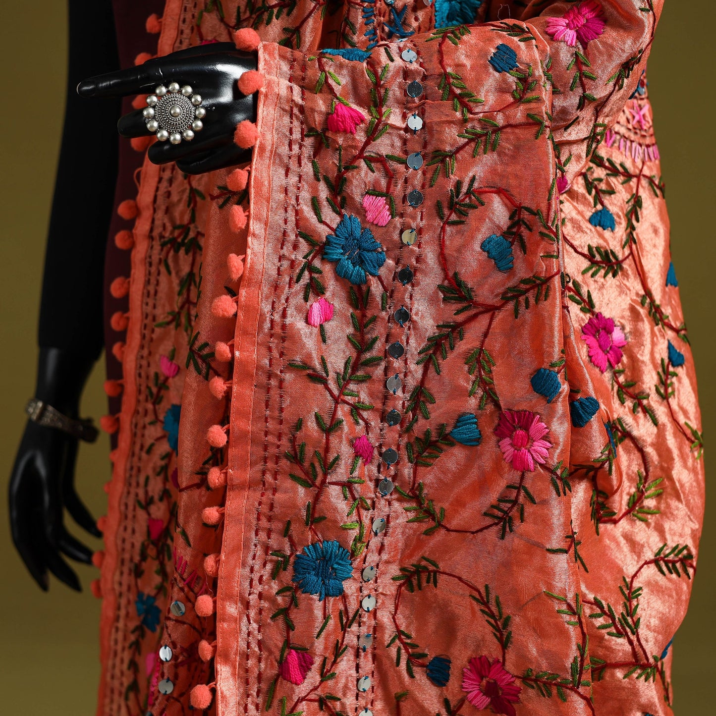 Ranihati chapa work chanderi silk hand embroidery dupatta