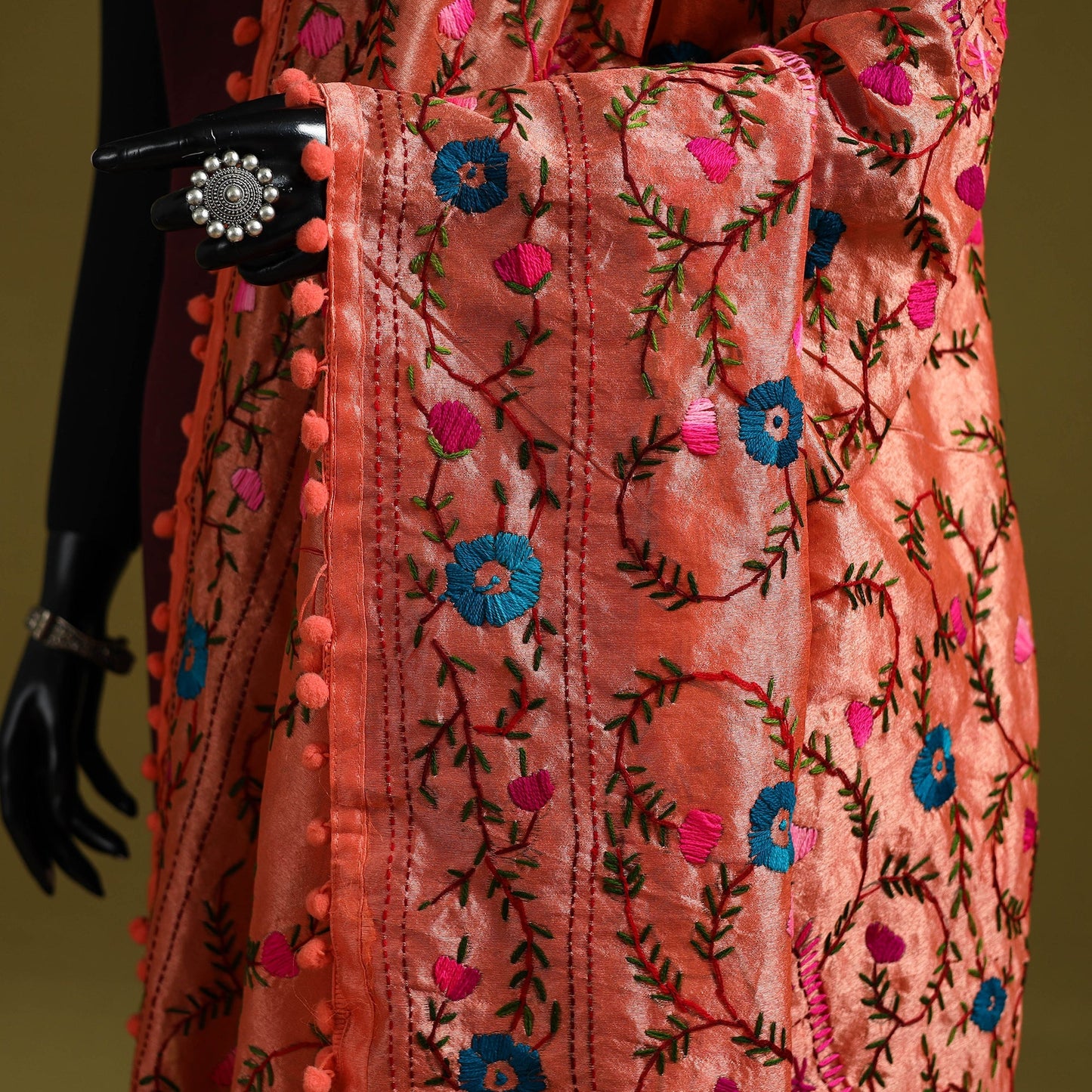 Ranihati chapa work chanderi silk hand embroidery dupatta