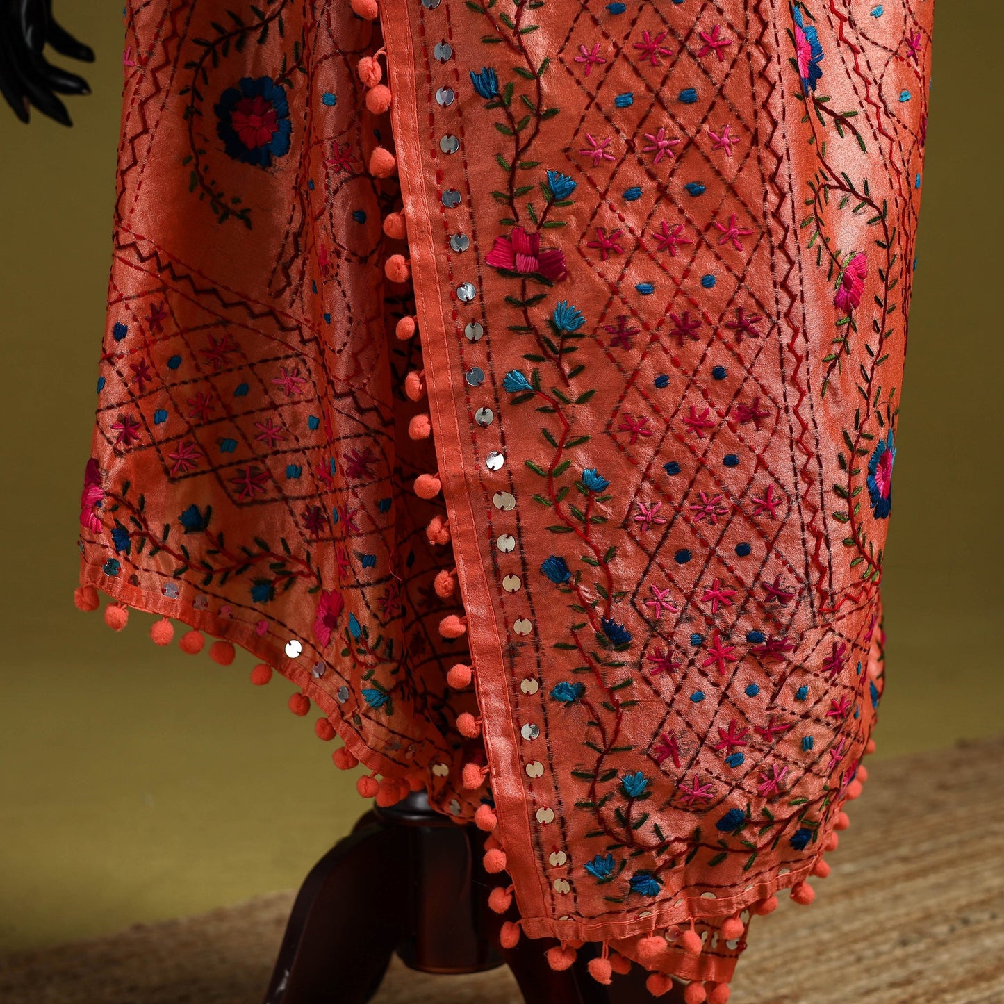 Ranihati chapa work chanderi silk hand embroidery dupatta