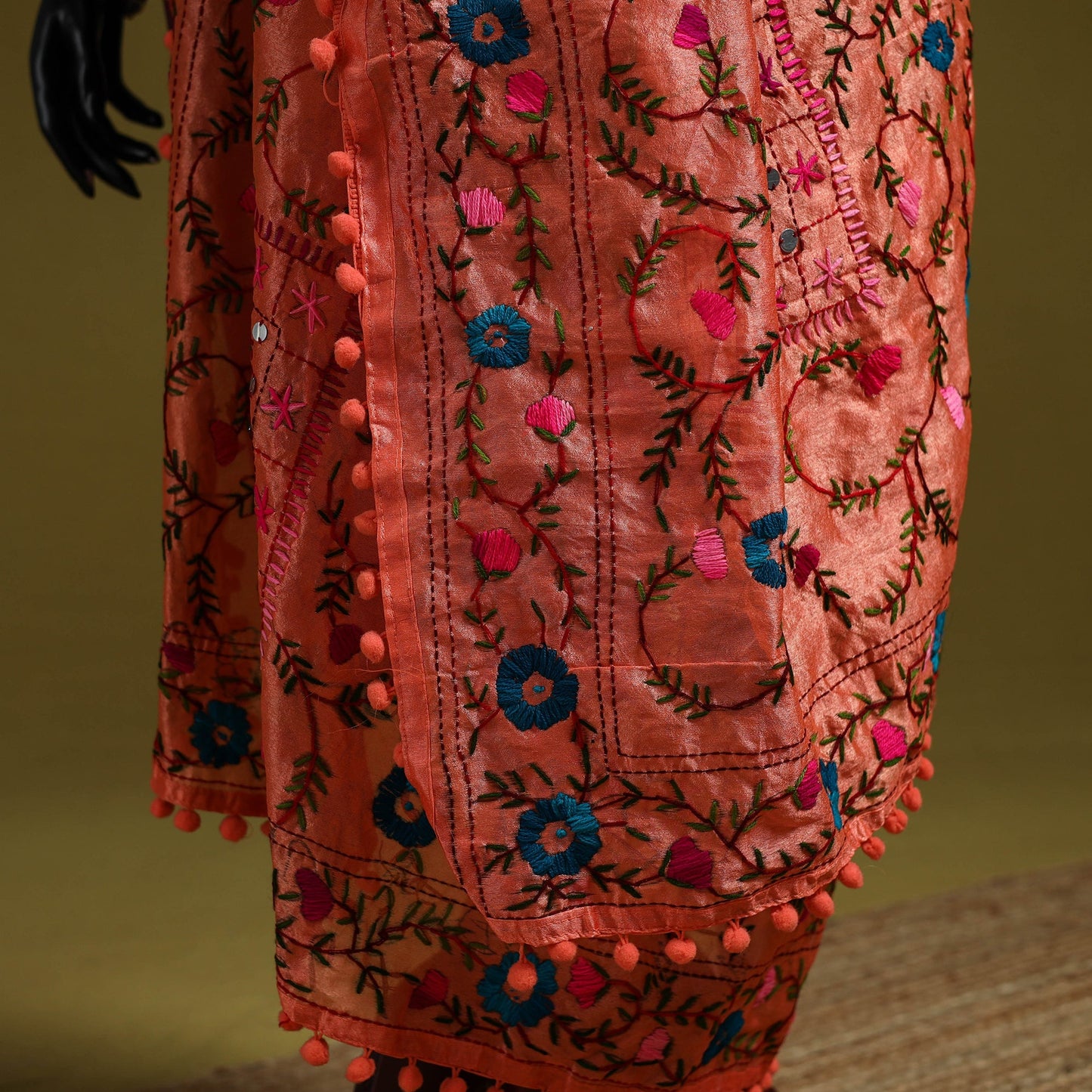 Ranihati chapa work chanderi silk hand embroidery dupatta