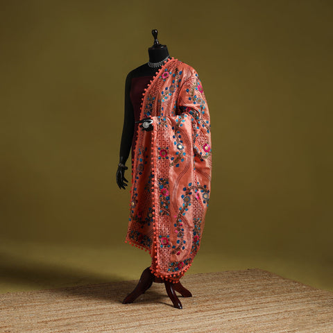 Ranihati chapa work chanderi silk hand embroidery dupatta