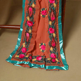 Orange - ranihati chapa work hand embroidery georgette 3pc