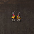 Orange - rasha german silver jhumki earrings with wooden