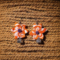 Orange - roshni handcrafted gs fabart phool kali earrings