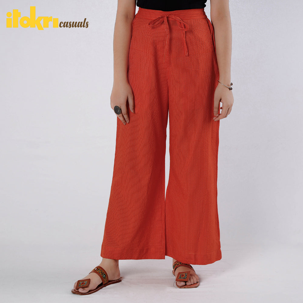 Buy Running Stitch Cotton Palazzo by iTokri Casuals Online at iTokri.com